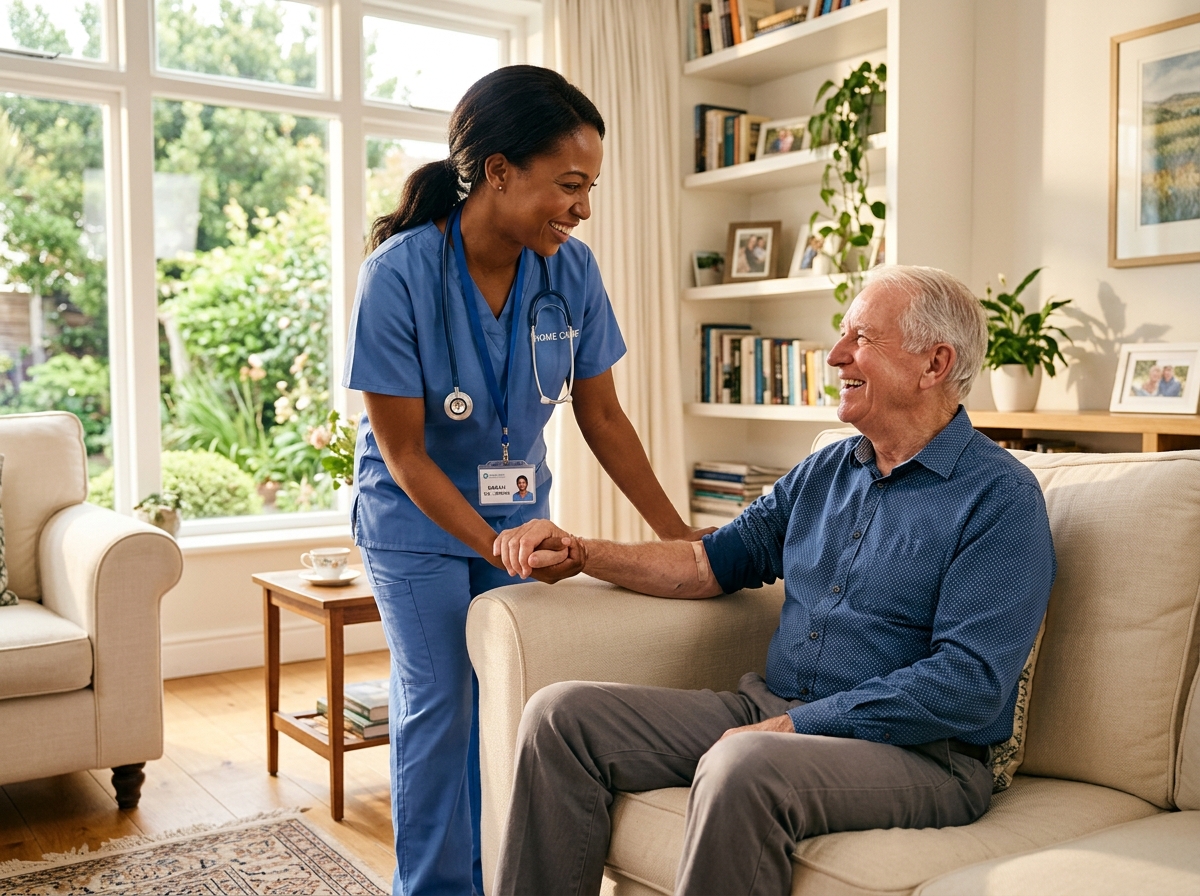 Verified caregiver providing gentle care at home